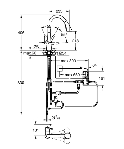 Grohe Zedra Touch Elektromos egykaros mosogató csaptelep 30219002