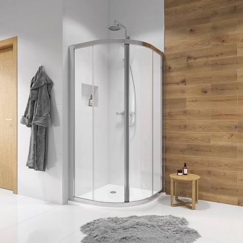 Kolo GEO íves zuhanykabin 80x80 cm, ezüst profillal, átlátszó üveggel 560.110.00.3