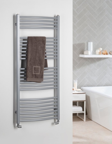 Sapho AQUALINE ORBIT 600x1320mm íves fürdőszobai radiátor, strukturált ezüst ILA36E
