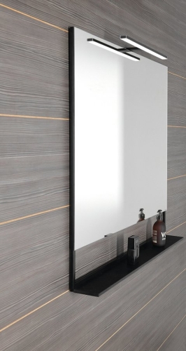 Sapho ERUPTA tükör MDF polccal és LED világítással, 100x95x12cm, matt fekete ERU320