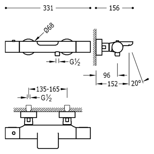 Tres STUDY-EXCLUSIVE termosztátos kádtöltő csaptelep zuhanyszettel, króm 26117209