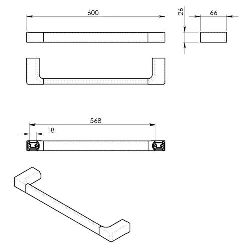 Sapho PIRENEI 60 cm törölközőtartó, matt fehér PI216002