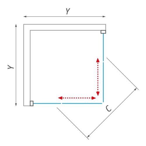 Roltechnik OBS2/900 szögletes zuhanykabin, zuhanytálca nélkül (brillant, transparent, 4000704)