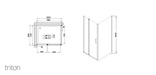 Wellis Triton 120x80x190 szögletes zuhanykabin Easy Clean WC00479