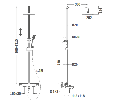 Strohm Teka Soller termosztátos zuhanyrendszer 85.138.02.00 (851380200)