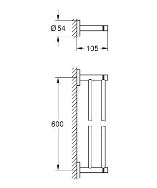 Grohe Essentials dupla törölköző tartó matt hard grafit 40802AL1