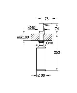 Grohe Cosmopolitan mosogatószeradagoló hard grafit 40535A00