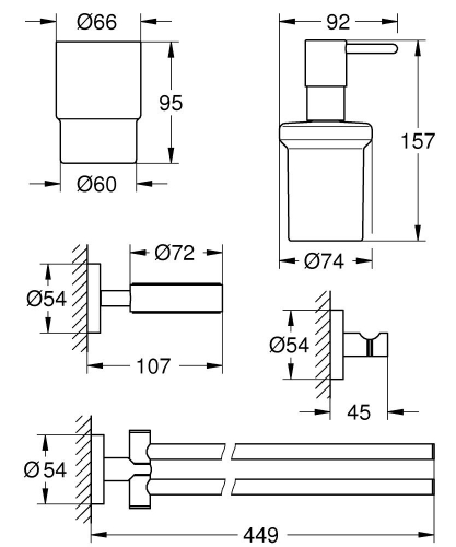 Grohe Essentials Mester fürdőszobai kiegészítő készlet 4 az 1-ben 40846001