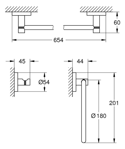 Grohe Essentials fürdőszobai kiegészítő szett 3 az 1-ben matt nikkel 40821EN1