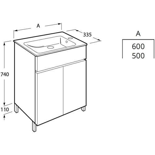 Roca Unik Cube Compact 60-as mosdószekrény mosdóval fehér A851201806