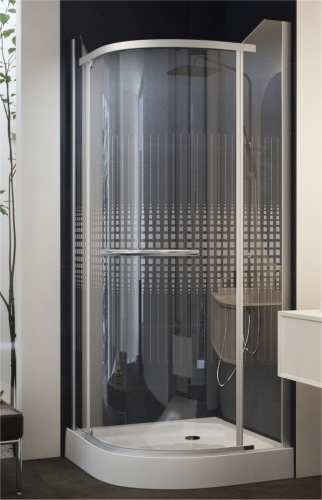 Sanimix negyedköríves, keret nélküli nyílóajtós zuhanykabin, mintás üveg 90x90x195 cm 22.1533TN-90