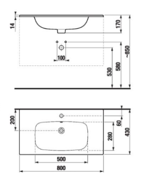 Jika Deep by Jika 80 cm szekrény mosdóval, kőris H41J6154025141