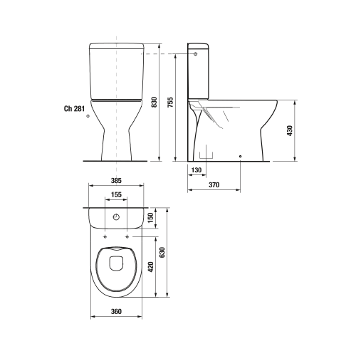 Jika Lyra Plus rimless monoblokkos wc alsó vízbekötésű tartállyal H8273870002811