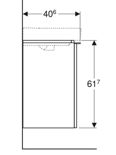 Geberit Smyle Square alsó szekrény kézmosóhoz, egy ajtóval, balra nyíló, 49.2x61.7x40.6cm, matt lakkozott láva 500.364.JK.1