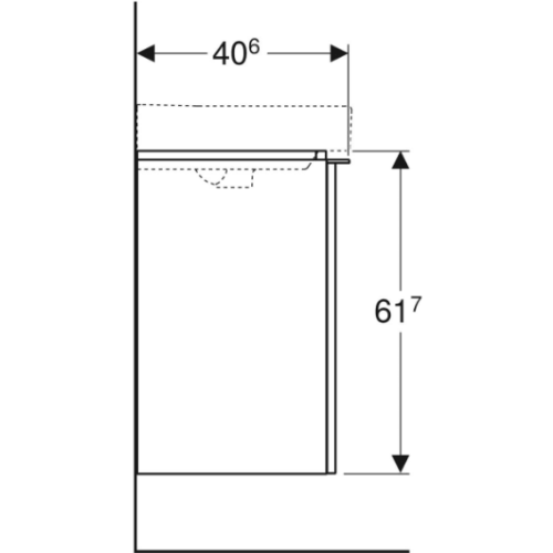 Geberit Smyle Square alsó szekrény kézmosóhoz, egy ajtóval, jobbra nyíló, 49.2x61.7x40.6cm, matt lakkozott láva 500.363.JK.1