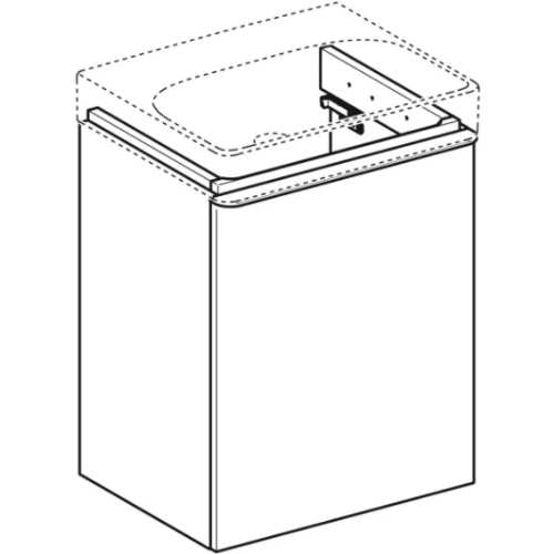 Geberit Smyle Square alsó szekrény kézmosóhoz, egy ajtóval, jobbra nyíló, 49.2x61.7x40.6cm, magasfényű lakkozott homokszürke 500.363.JL.1