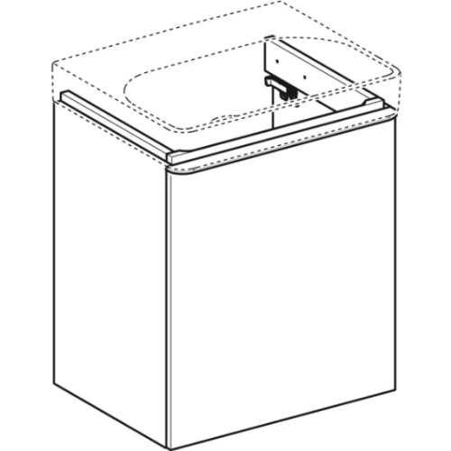 Geberit Smyle Square alsó szekrény mosdóhoz, egy ajtóval, balra nyíló, 53.6x61.7x43.3cm, magasfényű lakkozott fehér 500.366.00.1