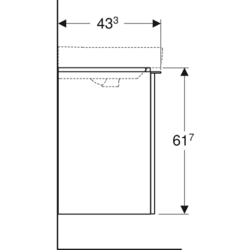 Geberit Smyle Square alsó szekrény mosdóhoz, egy ajtóval, balra nyíló, 53.6x61.7x43.3cm, magasfényű lakkozott homokszürke 500.366.JL.1