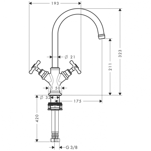 Hansgrohe AXOR Montreux kétkaros mosdócsaptelep 210 lefolyó-garnitúra nélkül, szálcsiszolt nikkel 16506820