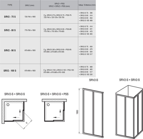Ravak Supernova zuhanykabin SRV2-90 S fekete+Grape üveg 14V703O2ZG