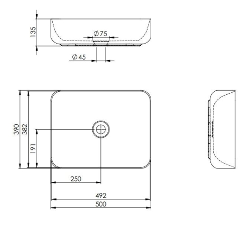 AREZZO design NOMIA 50x39 cm pultra ültethető mosdó, matt antracit AR-145294