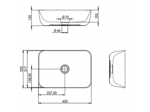 AREZZO design Reni pultra ültethető mosdó matt fekete AR-145058