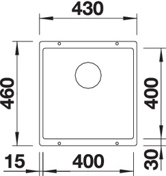 BLANCO SUBLINE 400-U gránit aláépíthető mosogató dugókiemelő nélkül, fekete 525990