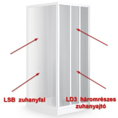 Roltechnik LSB/900 zuhanyfal, LD3 tolóajtóhoz (fehér, damp, 216-9000000-04-04)