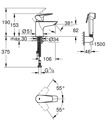 Grohe BauEdge egykaros mosdócsaptelep S-es méret 23757001