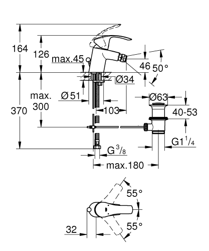 Grohe Eurosmart egykaros bidécsaptelep S-es méret 23789002