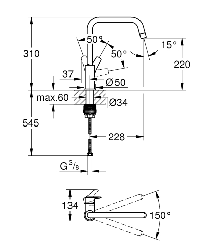 Grohe Eurosmart egykaros mosogatócsap 30567000