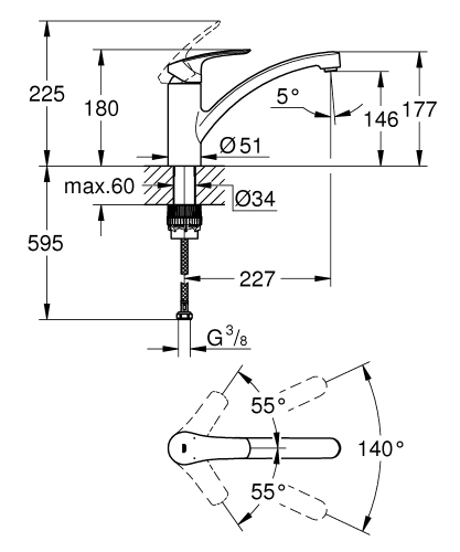 Grohe Eurosmart egykaros mosogatócsap, króm 33281003