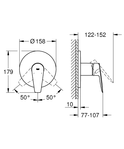 Grohe BauEdge egykaros falsík alatti zuhanycsaptelep 24161001