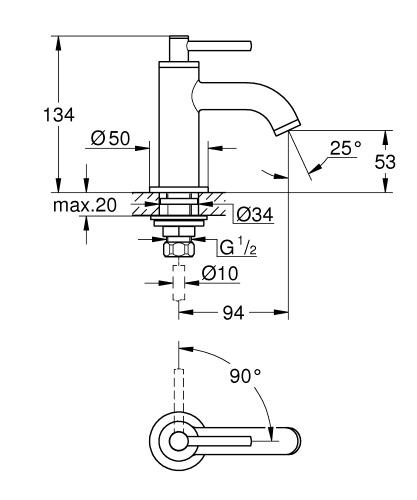 Grohe Atrio hidegvizes csaptelep XS-es méret, króm 20021003