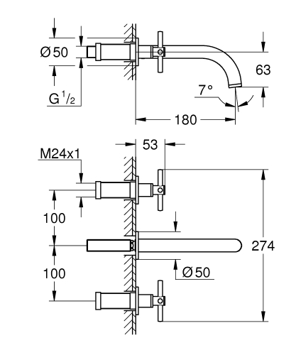 Grohe Atrio 3-lyukas mosdócsaptelep M-es méret, matt szuperacél 20164DC3