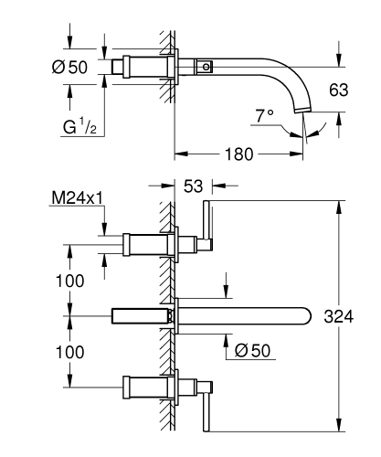 Grohe Atrio 3-lyukas mosdócsaptelep S-es méret, matt szuperacél 20169DC3