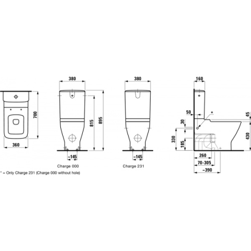 Laufen Palace monoblokkos wc-hez wc tartály vízcsatlakozás alul balra H8287030008731