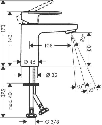 Hansgrohe Vernis Blend egykaros mosdócsaptelep 100, lefolyógarnitúra nélkül 71580000