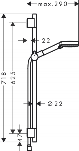 Hansgrohe Vernis Blend zuhanyszett Vario, 65 cm-es zuhanyrúddal matt fekete 26422670