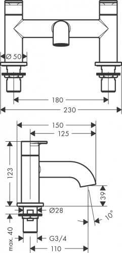 Hansgrohe Vernis Blend peremre szerelhető kádcsaptelep zuhanyváltó nélkül 71442000