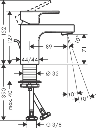 Hansgrohe Vernis Shape egykaros mosdócsaptelep 70, automata lefolyógarnitúrával 71560000