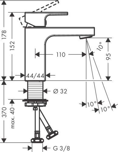 Hansgrohe Vernis Shape egykaros mosdócsaptelep 100, lefolyógarnitúra nélkül 71569000