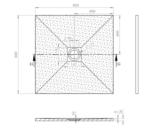 Radaway Kios C 80x80 cm szögletes öntöttmárvány zuhanytálca, fehér KC8080-53