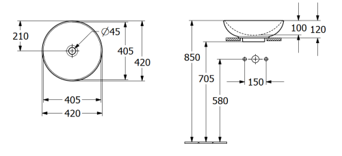 Villeroy and Boch Loop & Friends Surface 42 cm ráültethető mosdó 4A460001