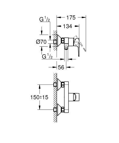 Grohe BauLoop egykaros zuhanycsaptelep 23633001