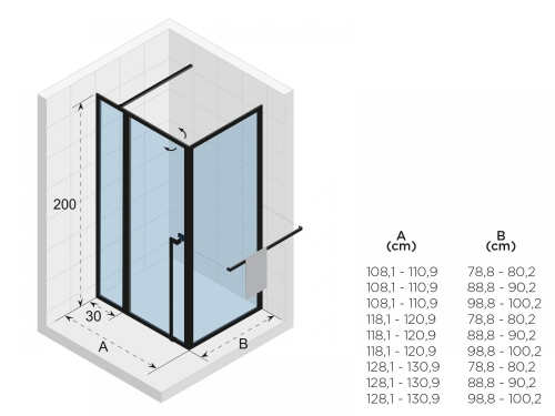 Riho Lucid GD203 120x80 cm zuhanykabin, fekete (GD212B080) G005019121