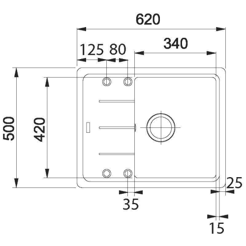 Franke Basis gránit mosogató 620x500 mm, kasmír 114.0494.751