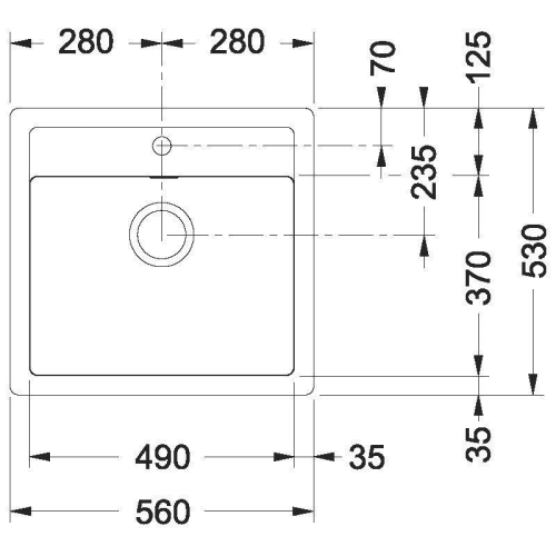 Franke Sirius Tectonite mosogató 560x530 mm, fekete 114.0264.011
