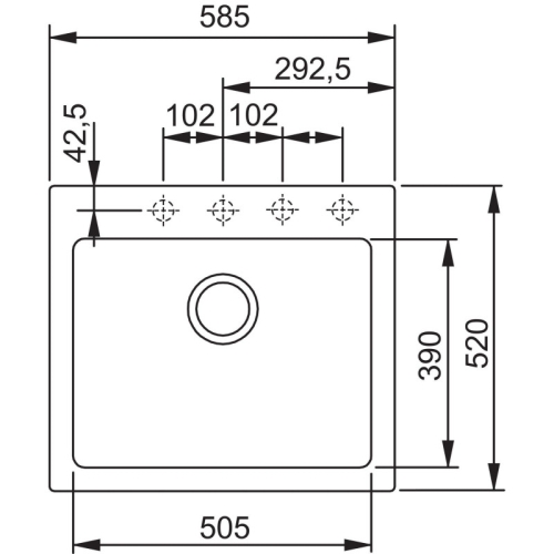 Franke Kubus gránit mosogató 585x520 mm, vanília 114.0285.254