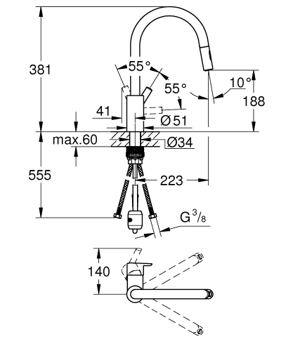 Grohe Feel egykaros mosogatócsap 31486001